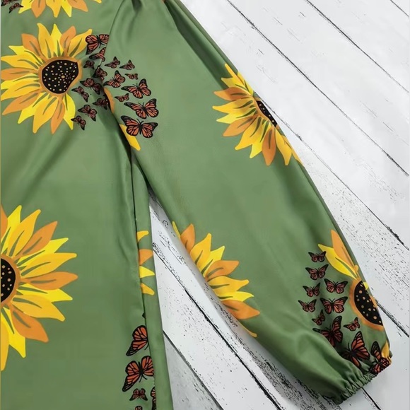 CLEARANCE NWOT Sunflower Print Button Front Shirt, Casual Long Sleeve Shirt - Picture 4 of 4